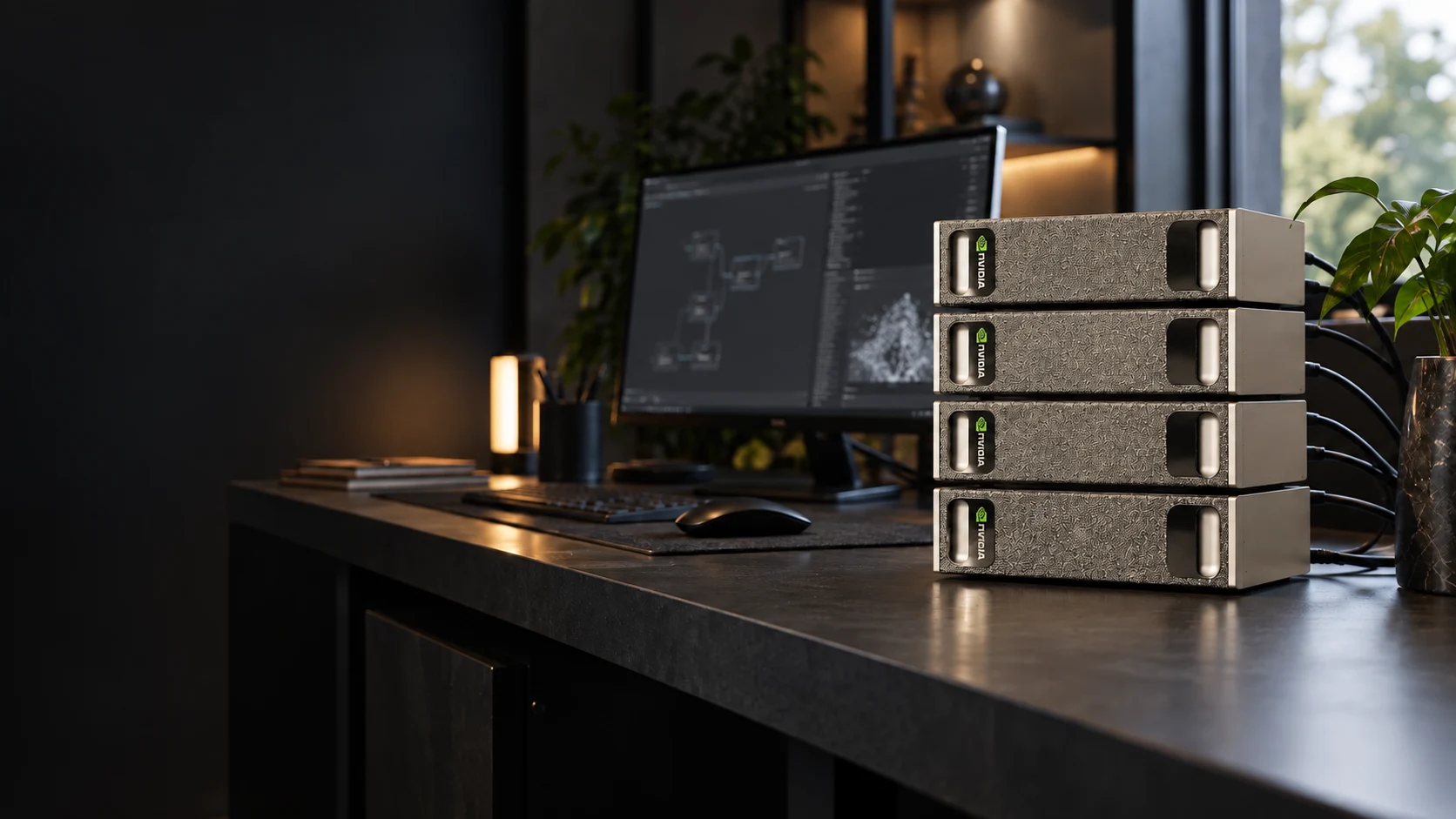 Visualización del AI Lab con cuatro nodos NVIDIA DGX Spark