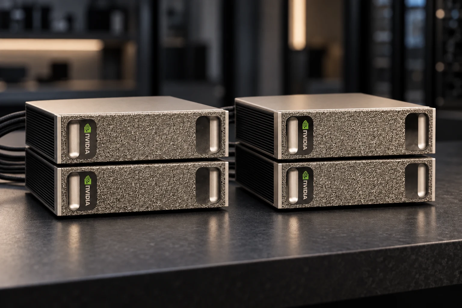 Visualización conceptual del clúster de cuatro nodos NVIDIA DGX Spark
